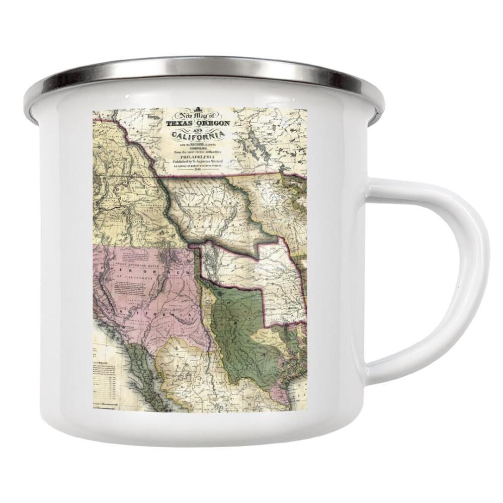 Emaille Tasse "Alte Karte von Nordamerika" artboxONE - Kartografie - Karte,Retro,Jahrgang,Bildlich,Alt,Farbe,Flach,Weltkarte,Reise,Souvenir,Amerika