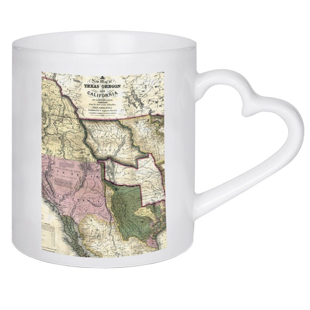 Herztasse "Alte Karte von Nordamerika" artboxONE - Kartografie - Karte,Retro,Jahrgang,Bildlich,Alt,Farbe,Flach,Weltkarte,Reise,Souvenir,Amerika
