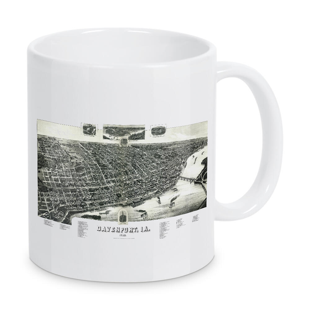 Tasse "Antike Karte von Davenport - Iowa" artboxONE - Kartografie - Karte,Karten,Retro,Jahrgang,Bildlich,Alt,Farbe,Flach,Weltkarte,Reise,Souvenir,Iowa