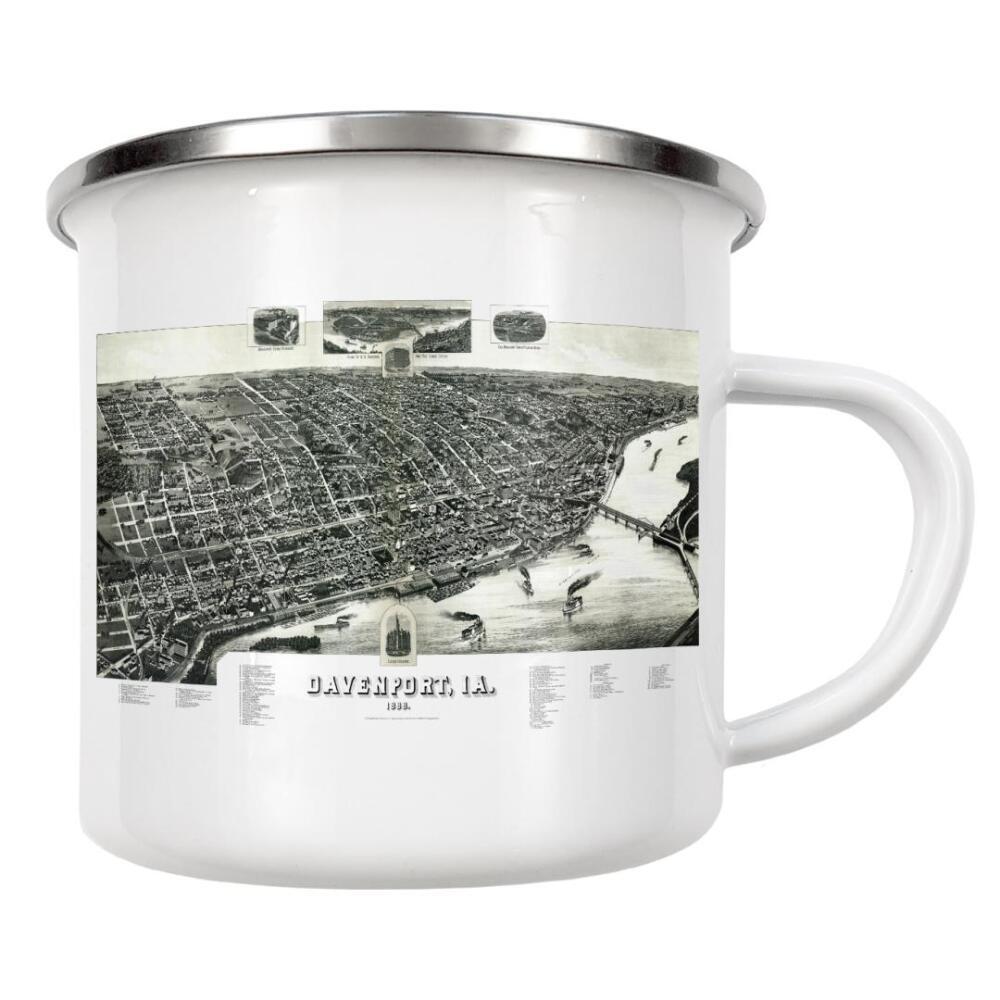 Emaille Tasse "Antike Karte von Davenport - Iowa" artboxONE - Kartografie
