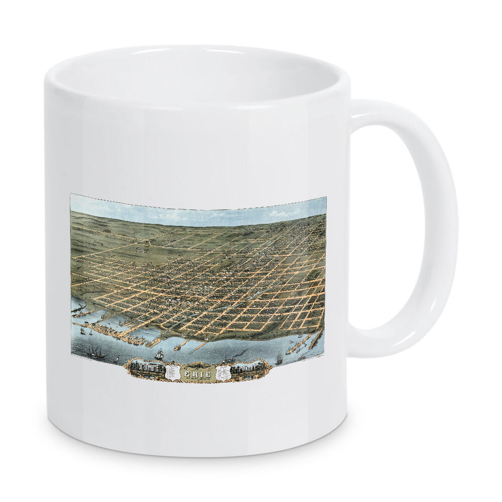 Tasse "Alte Karte der Stadt Erie" artboxONE - Kartografie - Karte,Karten,Retro,Jahrgang,Bildlich,Alt,Farbe,Flach,Weltkarte,Reise,Souvenir,Irland