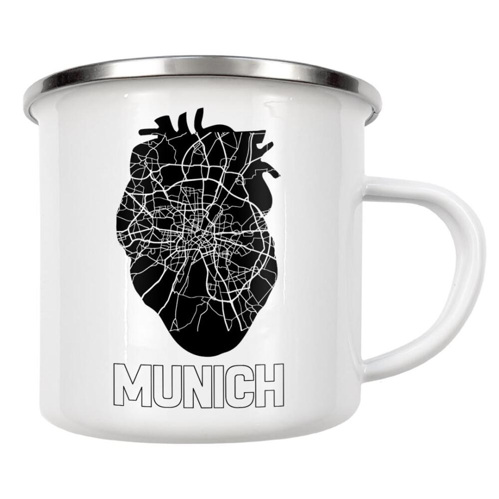 Emaille Tasse "Münchner Herzkarte" artboxONE - Städte / München,Reise,Kartografie