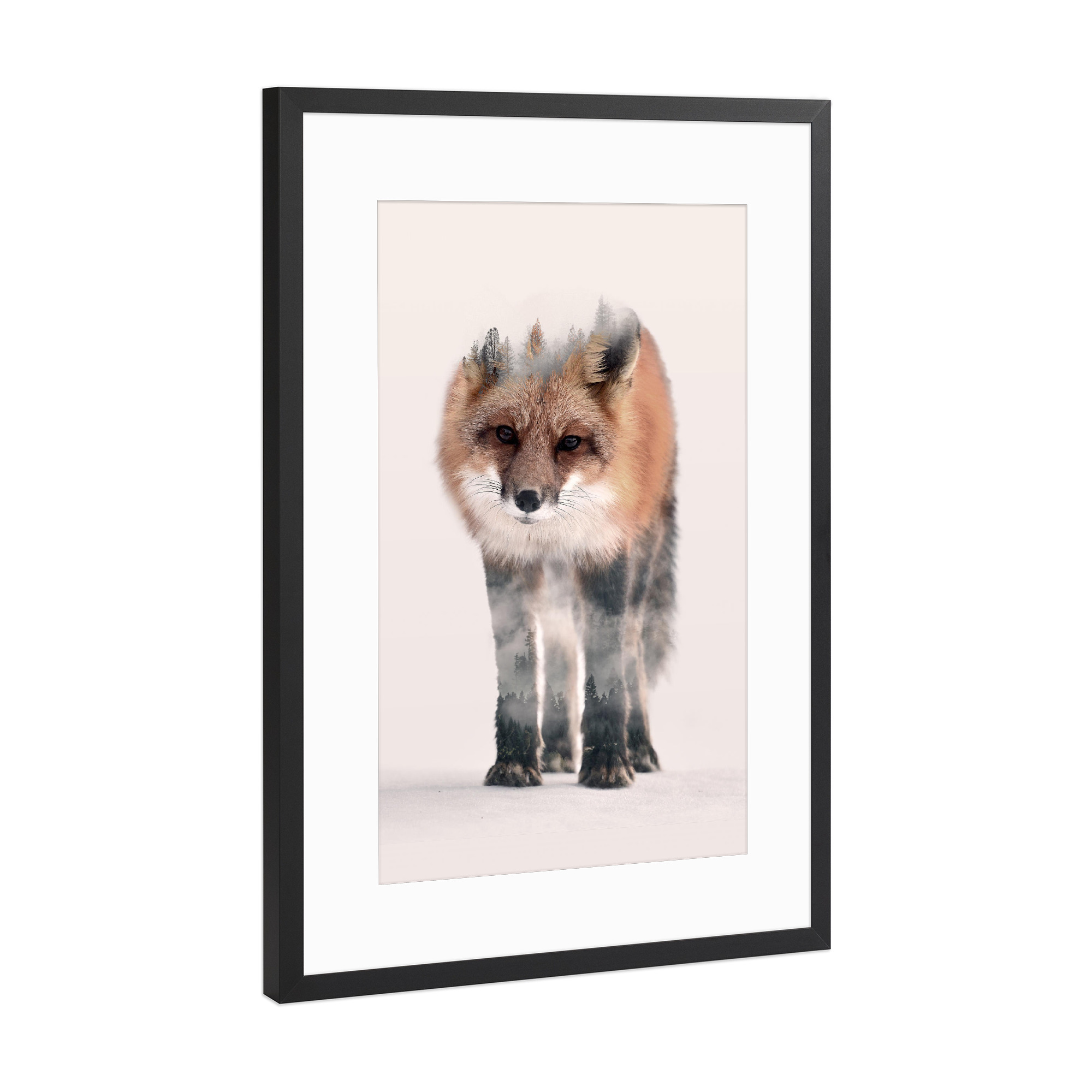 Poster mit Rahmen Schwarz (Metallic) "Hondo Kitsune" artboxONE - Natur,Tiere,Fiktion