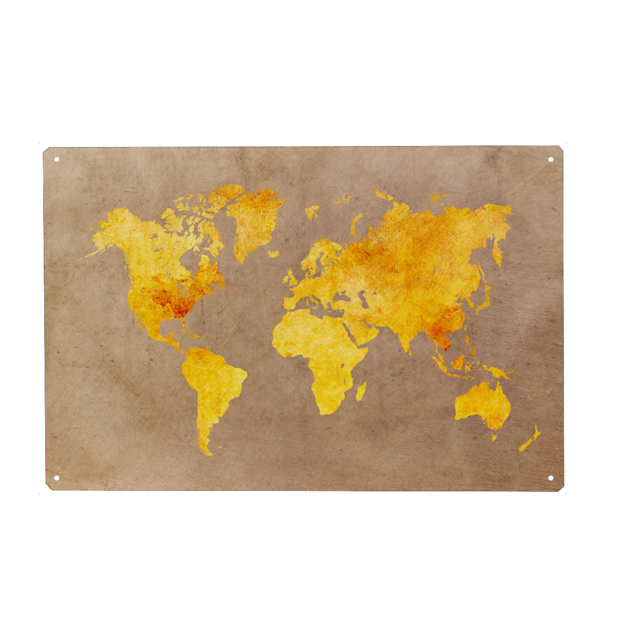 Metall Poster "World map 25 orange" artboxONE - Reise,Kartografie