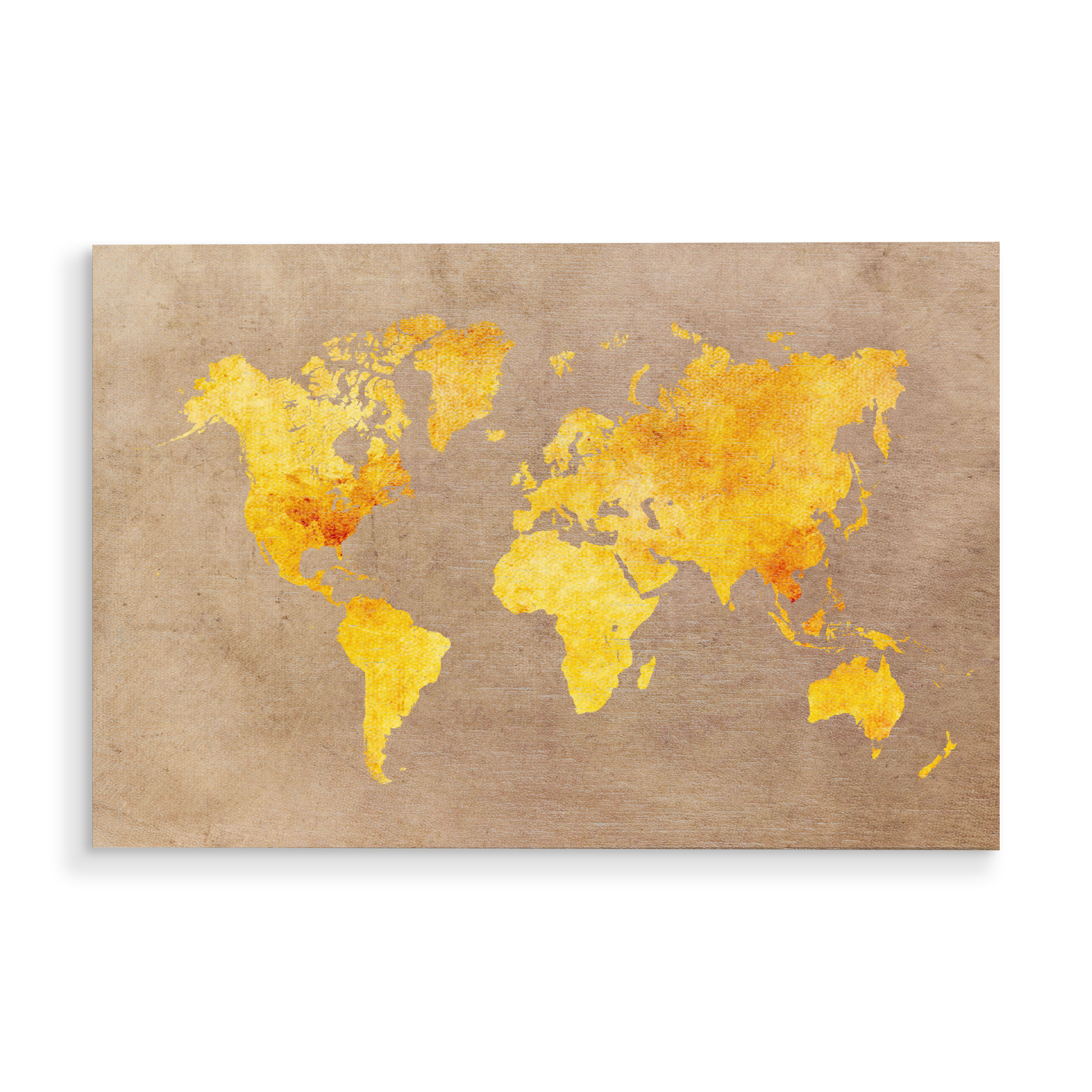 Holzbild "World map 25 orange" artboxONE - Reise,Kartografie