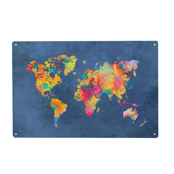 Holzbild "World map 23 blue" artboxONE - Reise,Kartografie