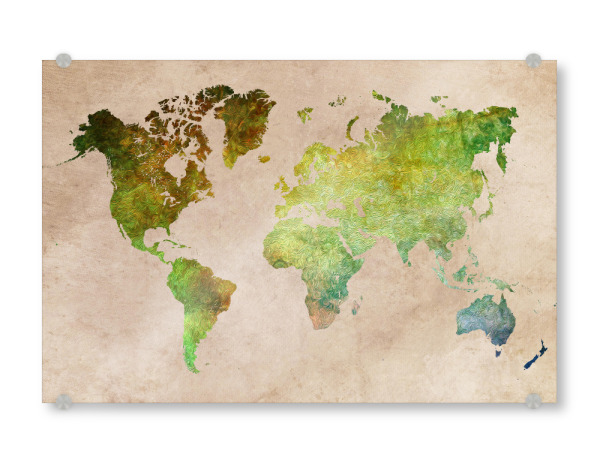 Acrylglasbild "World map 17 green" artboxONE - Reise,Kartografie