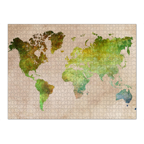 Puzzle Ravensburger "World map 17 green" artboxONE - Reise,Kartografie