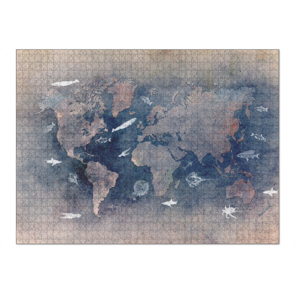 Puzzle Ravensburger "World map 8 sealife" artboxONE - Kartografie