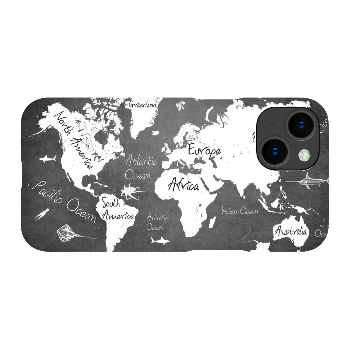"World map 3 black text"für iPhone - Premium-Case Handyhülle artboxONE