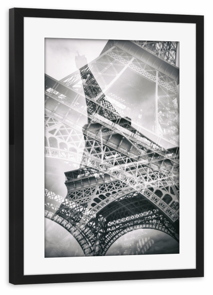 Poster mit Rahmen schwarz "Der doppelte Eiffelturm" artboxONE - Städte,Reise,Schwarzweiß,Architektur,Reise / Länder
