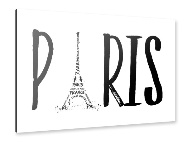 Alu-Dibond "PARIS Typografie" 30x20 cm artboxONE