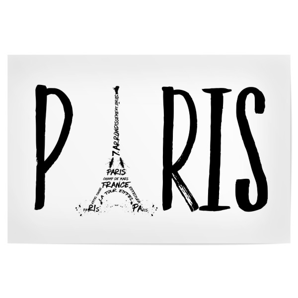 Poster 30x20 cm "PARIS Typografie" artboxONE - Städte,Typografie,Reise,Schwarzweiß,Fashion,Reise / Länder