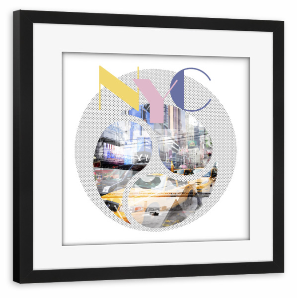 Poster mit Rahmen schwarz "TRENDY DESIGN NYC Mix No1" artboxONE - Städte,Typografie,Geometrie,Automobile,Fashion,Streetart