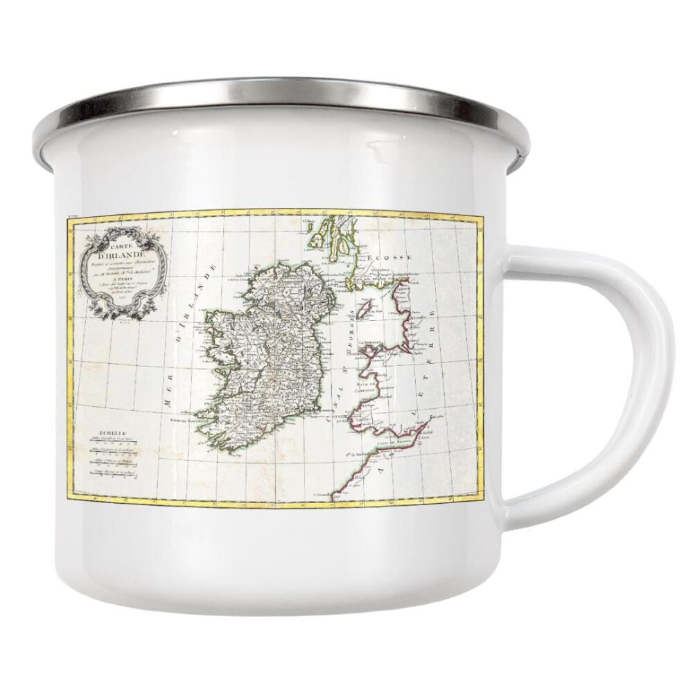Emaille Tasse "Karte von Irland-v" artboxONE - Kartografie - Karte,Retro,Bildlich,Alt,Farbe,Flach,Weltkarte,Reise