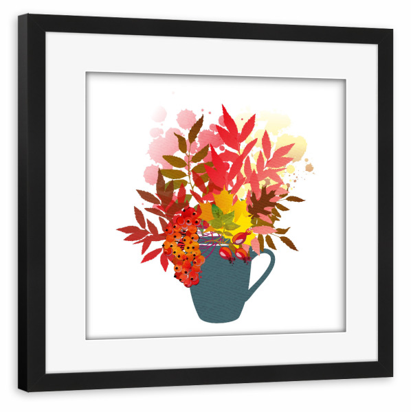 Poster mit Rahmen schwarz "Herbst Tee" artboxONE - Floral,Floral,Stillleben - Tasse,Herbst,Tee,Bunt,Bätter
