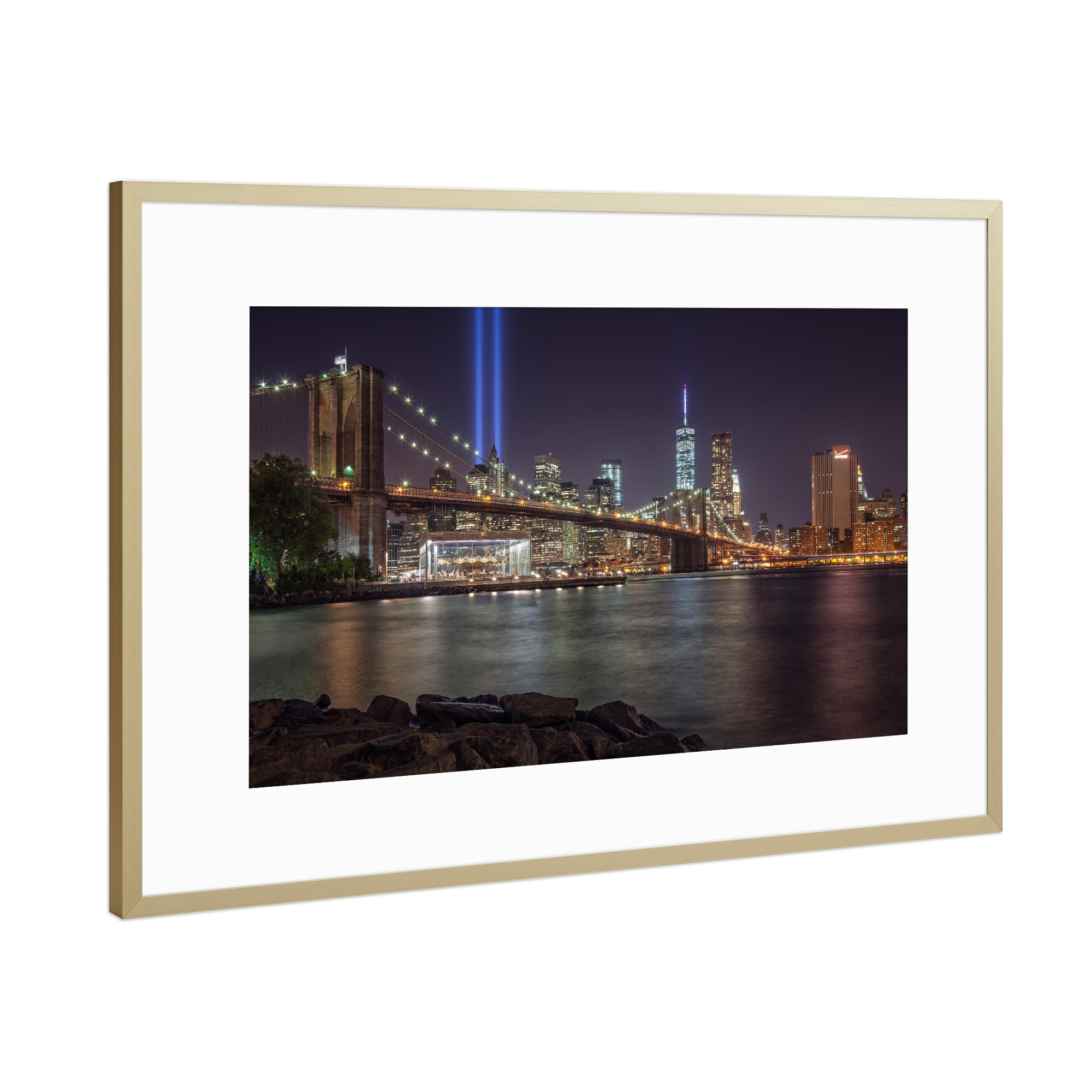 Poster mit Rahmen Gold "Never Forget 9/11" artboxONE - Städte,Städte / New York,Reise,Architektur,Reise / Länder