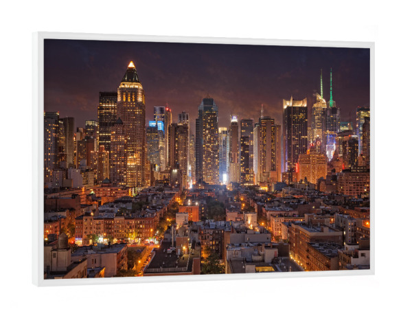 Poster mit weißem Rahmen "Manhattan Nightview" artboxONE - Städte,Städte / New York,Reise,Architektur,Reise / Länder