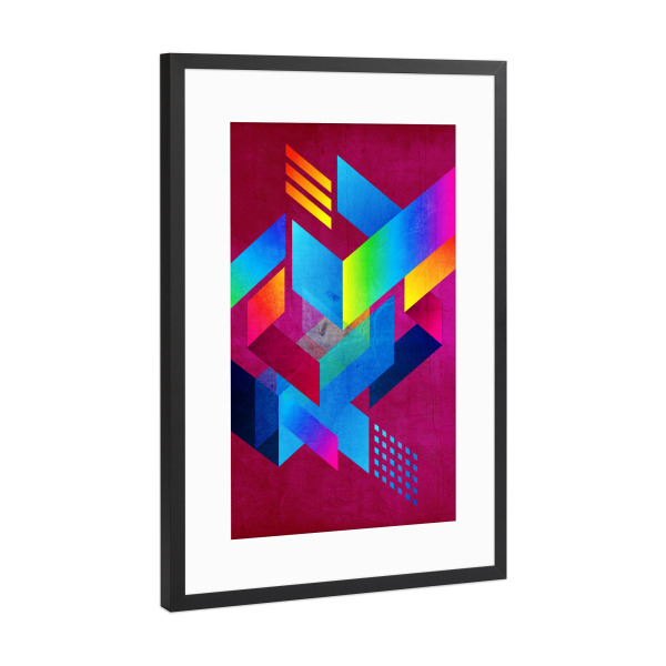 Poster mit Rahmen Schwarz (Metallic) "80 Clouds" artboxONE - Geometrie - Geometrie,Wirrwarr,Bunt,Chaotisch,Geometrisch,Muster