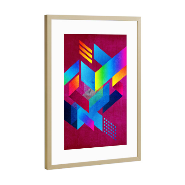 Poster mit Rahmen Gold "80 Clouds" artboxONE - Geometrie - Geometrie,Wirrwarr,Bunt,Chaotisch,Geometrisch,Muster