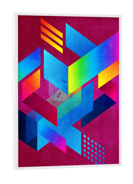 Poster mit weißem Rahmen "80 Clouds" artboxONE - Geometrie - Geometrie,Wirrwarr,Bunt,Chaotisch,Geometrisch,Muster