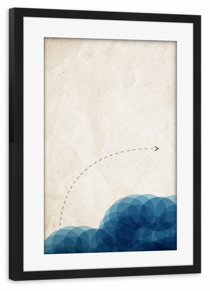 Poster mit Rahmen schwarz "Wasserstudie" artboxONE - Geometrie - Kreise,Zirkel,Linien,Pfeil,Richtung