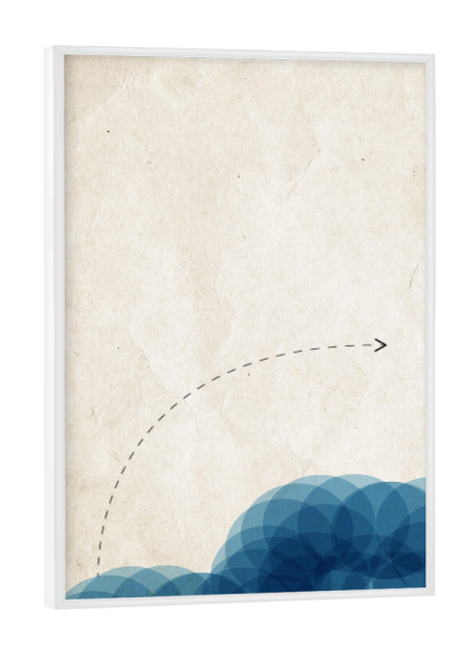 Poster mit weißem Rahmen "Wasserstudie" artboxONE - Geometrie - Kreise,Zirkel,Linien,Pfeil,Richtung
