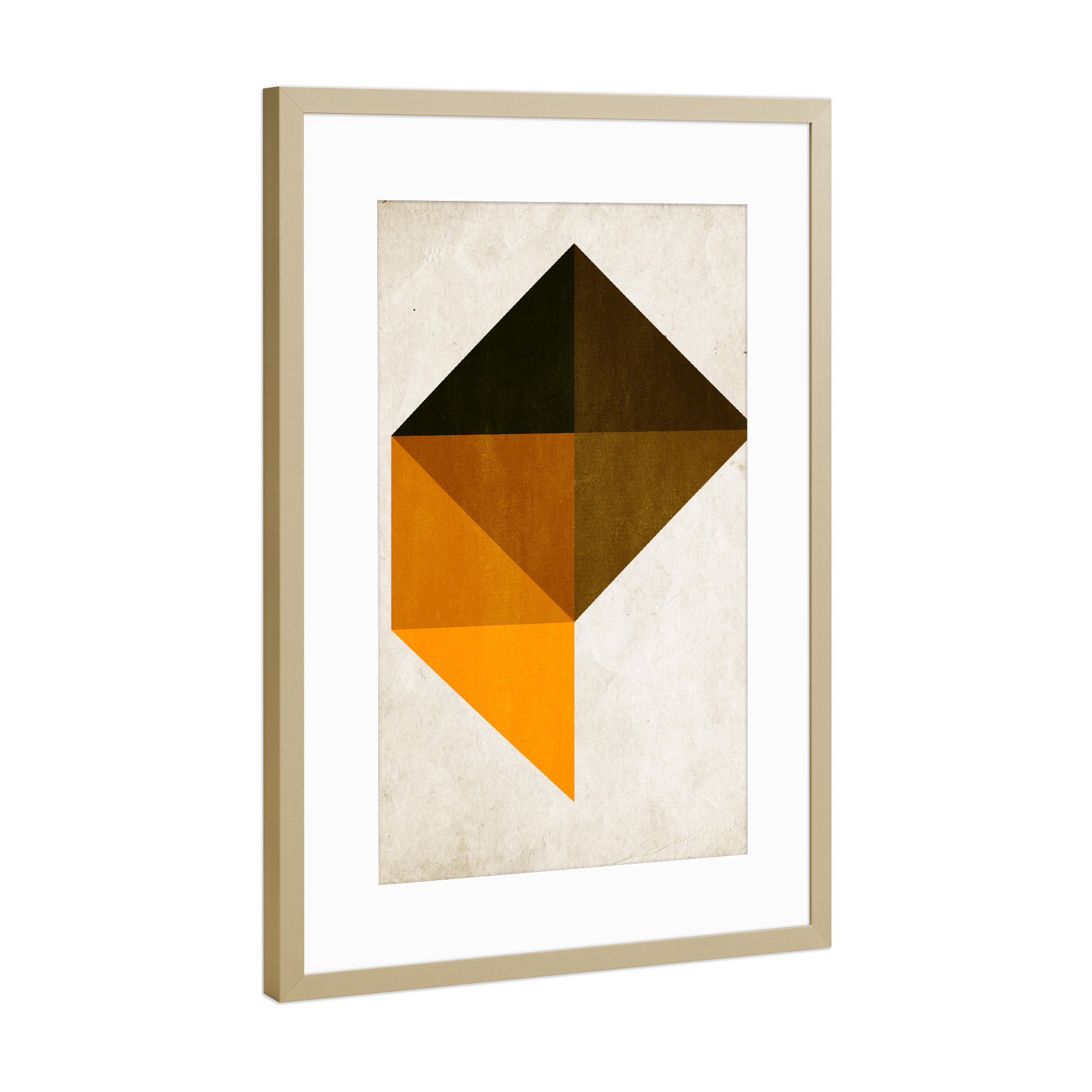 Poster mit Rahmen Gold "Trapez No 9" artboxONE - Geometrie - Dreieck,Dreiecke,Triangle,Pyramide