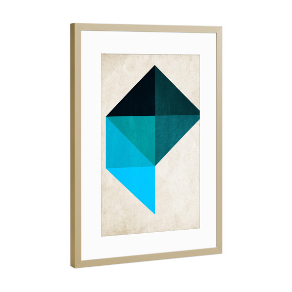 Poster mit Rahmen Gold "Trapez No 4" artboxONE - Geometrie - Dreiecke,Dreieck,Triangle,Pyramide,Geometrisch,Geometrie