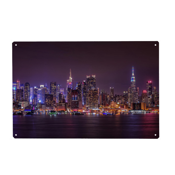 Metall Poster "NYC bei Nacht" artboxONE - Städte,Städte / New York,Reise,Architektur,Reise / Länder