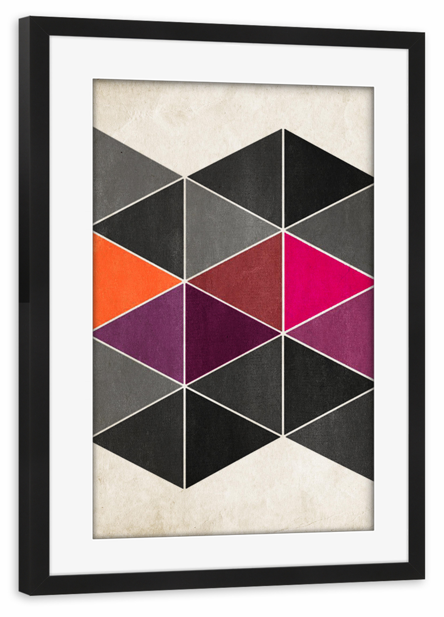 Poster mit Rahmen schwarz "Schattenspiel" artboxONE - Geometrie - Dreieck,Raute,Geometrie,Welle