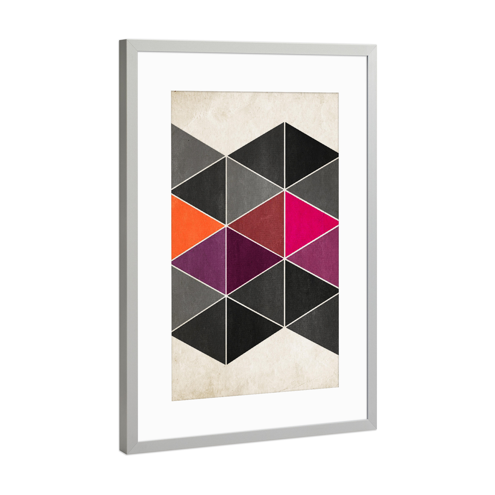 Poster mit Rahmen Silber "Schattenspiel" artboxONE - Geometrie - Dreieck,Raute,Geometrie,Welle