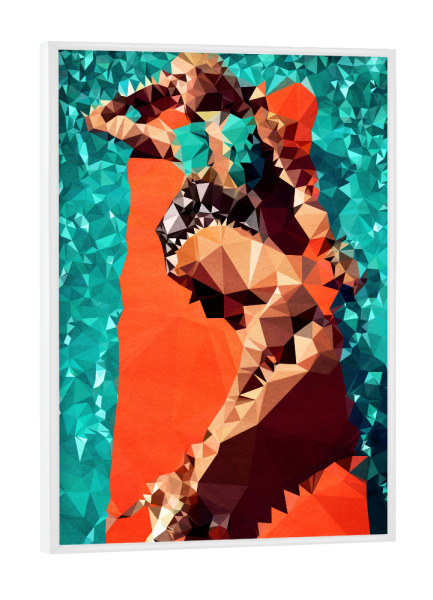 Poster mit weißem Rahmen "Saint Tropez" artboxONE - Menschen - Frau,Swimming pool,Baden,Badeanzug,Sexy,Pool,Poolparty,Wasser,Beine,Lange beine