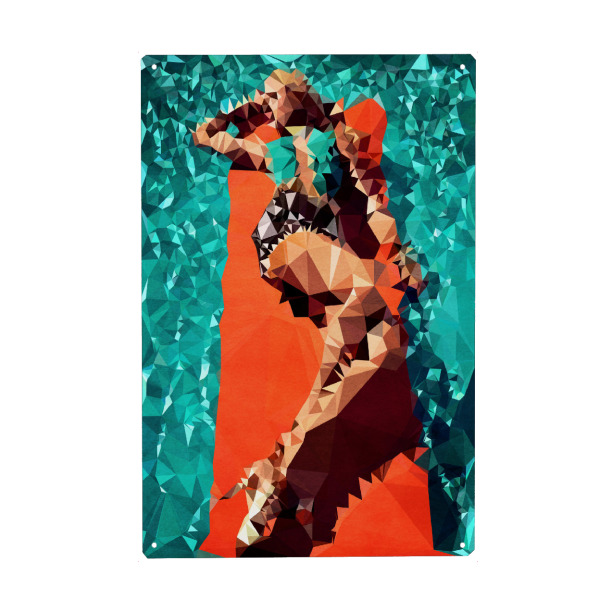 Metall Poster "Saint Tropez" artboxONE - Menschen - Frau,Swimming pool,Baden,Badeanzug,Sexy,Pool,Poolparty,Wasser,Beine,Lange beine - Blechschild