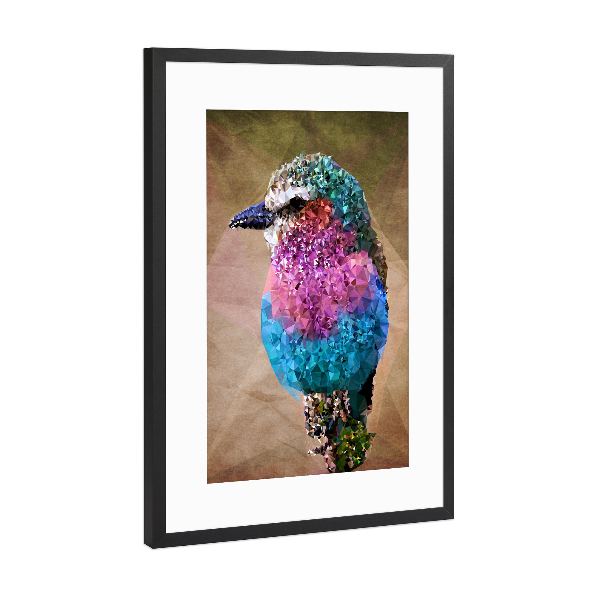 Poster mit Rahmen Schwarz (Metallic) "Paradiesvogel" artboxONE - Tiere - Vogel,Eisvogel,Paradiesvogel,Origami vogel