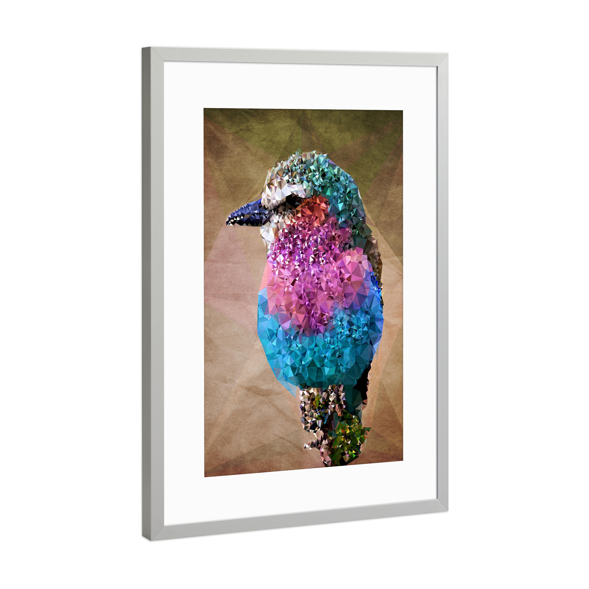 Poster mit Rahmen Silber "Paradiesvogel" artboxONE - Tiere - Vogel,Eisvogel,Paradiesvogel,Origami vogel
