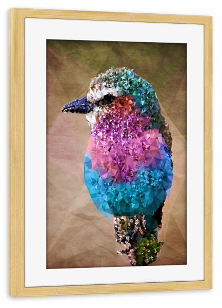 Poster mit Rahmen kiefer "Paradiesvogel" artboxONE - Tiere - Vogel,Eisvogel,Paradiesvogel,Origami vogel