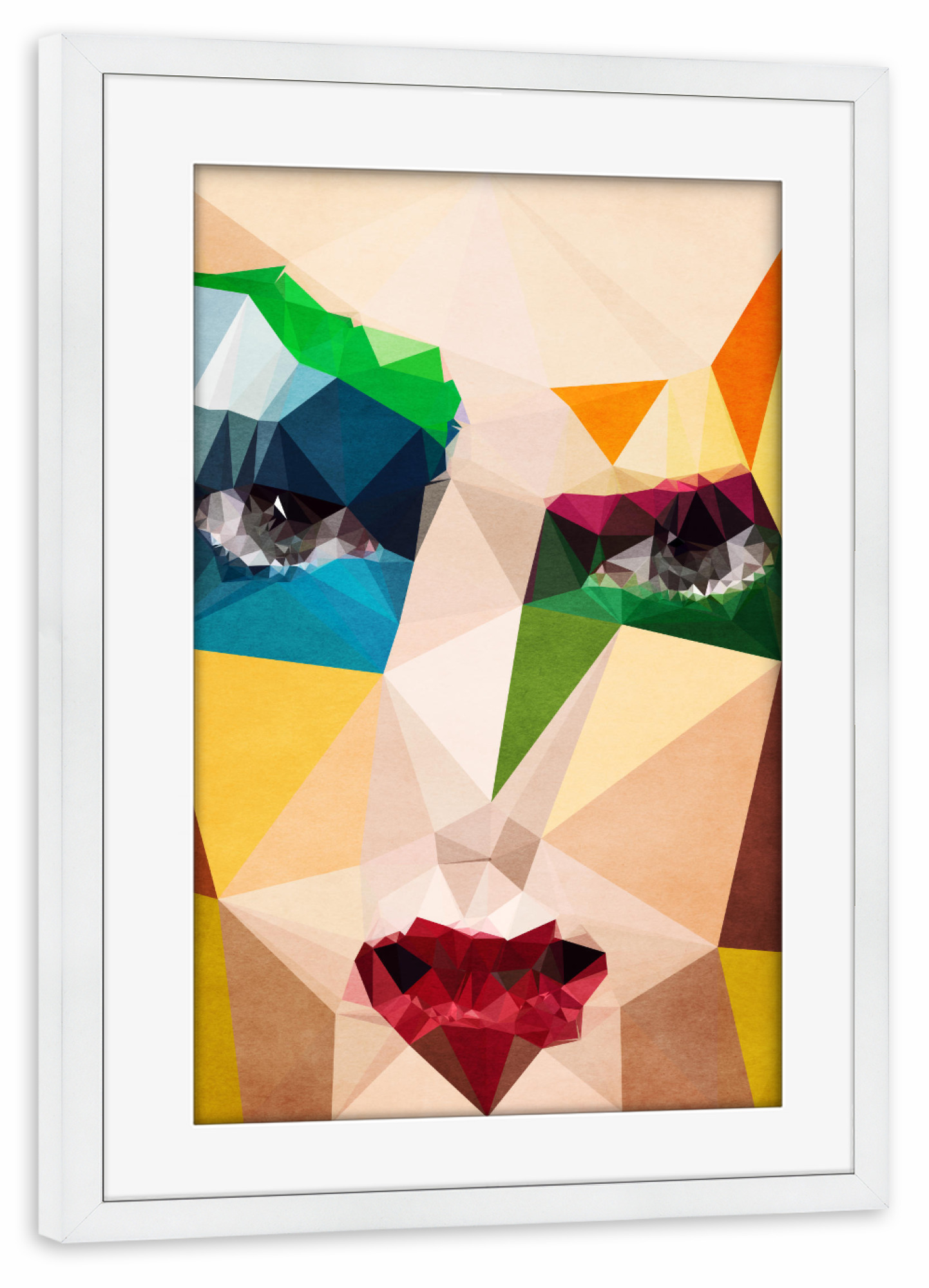 Poster mit Rahmen weiß "Mondrian Studie No 4" artboxONE - Abstrakt,Menschen - Frau,Gesicht,Abstrakt
