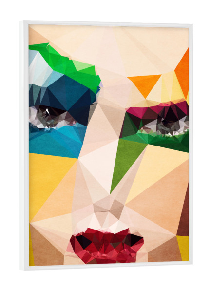 Poster mit weißem Rahmen "Mondrian Studie No 4" artboxONE - Abstrakt,Menschen - Frau,Gesicht,Abstrakt