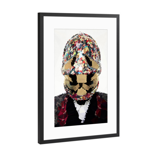 Poster mit Rahmen Schwarz (Metallic) "Flower Helmet" artboxONE - Abstrakt,Menschen - Maske,Helm,Mann,Blumen