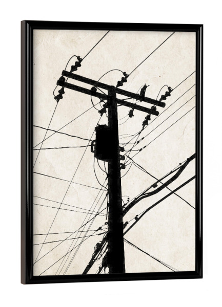Poster mit schwarzem Rahmen "Detroit" artboxONE - Abstrakt - Laternenmast,Mast,Strom