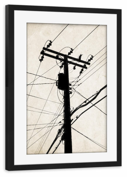 Poster mit Rahmen schwarz "Detroit" artboxONE - Abstrakt - Laternenmast,Mast,Strom