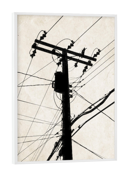 Poster mit weißem Rahmen "Detroit" artboxONE - Abstrakt - Laternenmast,Mast,Strom