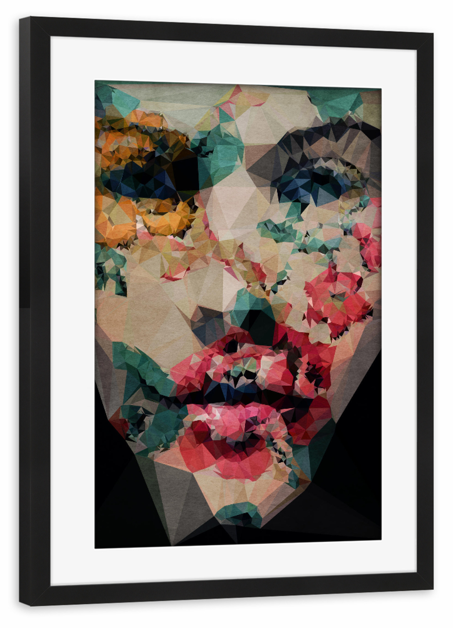 Poster mit Rahmen schwarz "Blumenmädchen" artboxONE - Abstrakt,Menschen - Frau,Gesicht,Blumen