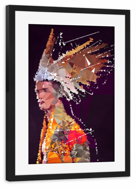 Poster mit Rahmen schwarz "Apache" artboxONE - Abstrakt,Menschen - Indianer,Häuptling,Eingeborener,Mann