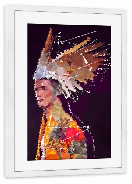 Poster mit Rahmen weiß "Apache" artboxONE - Abstrakt,Menschen - Indianer,Häuptling,Eingeborener,Mann