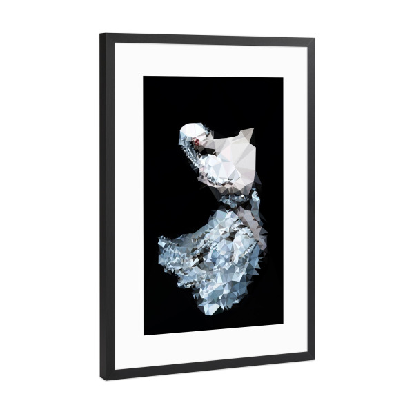 Poster mit Rahmen Schwarz (Metallic) "Underwater Love" artboxONE - Abstrakt,Menschen,Schwarzweiß - Mensch,Fee,Fabelwesen