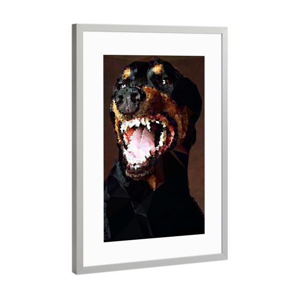 Poster mit Rahmen Silber "Titus Tiberius" artboxONE - Tiere,Abstrakt - Hund,Hecheln,Bellen,Boxer