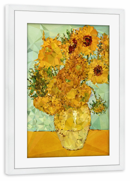 Poster mit Rahmen weiß "Symphonie" artboxONE - Floral,Abstrakt - Van gogh,Sonnenblumen,Sunflowers,Blumen,Blüten,Blumenstrauss,Blumenstrauß