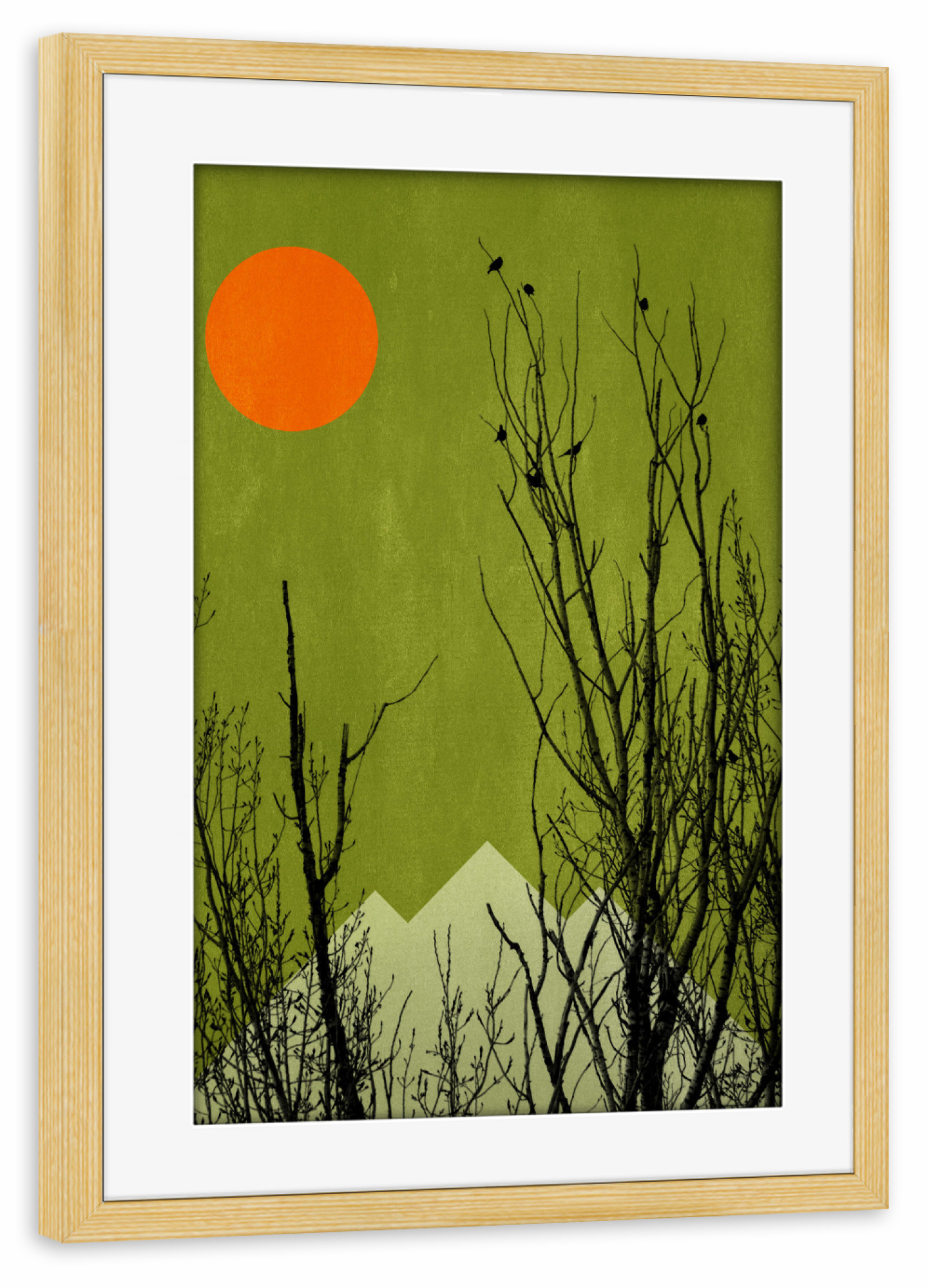 Poster mit Rahmen kiefer "Schwarzwald" artboxONE - Natur,Geometrie - Berg,Berge,Sträucher,Landschaft,Sonne,Abend